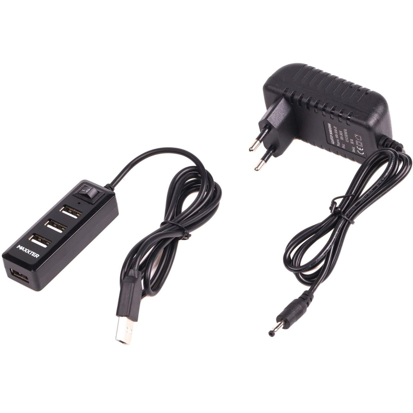 USB-Хаб Maxxter USB 2.0 HU2A-4P-AC-03 (HU2A-4P-AC-03)