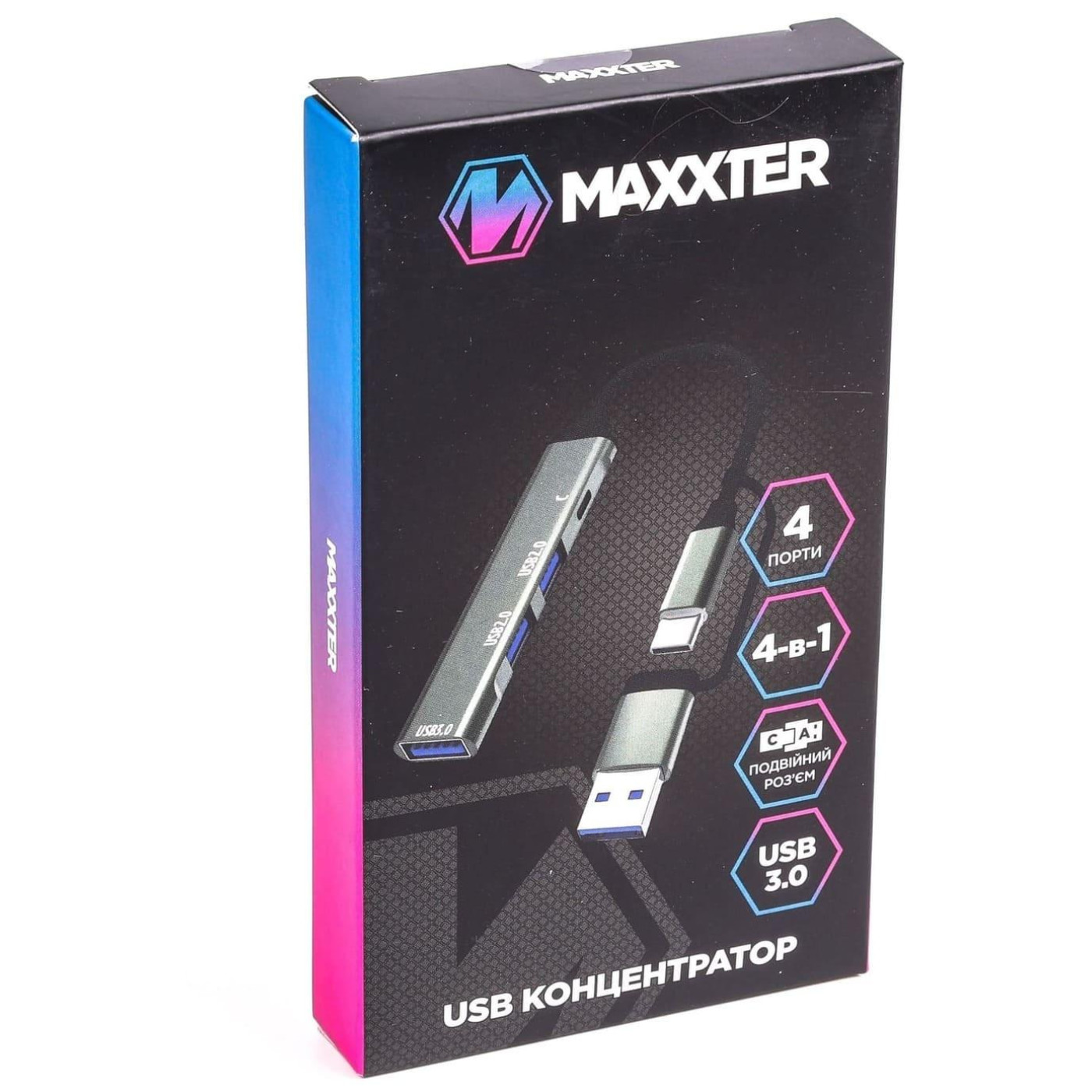 USB-Хаб Maxxter USB 3.0 HU3C-4P1CN-01 (HU3C-4P1CN-01)