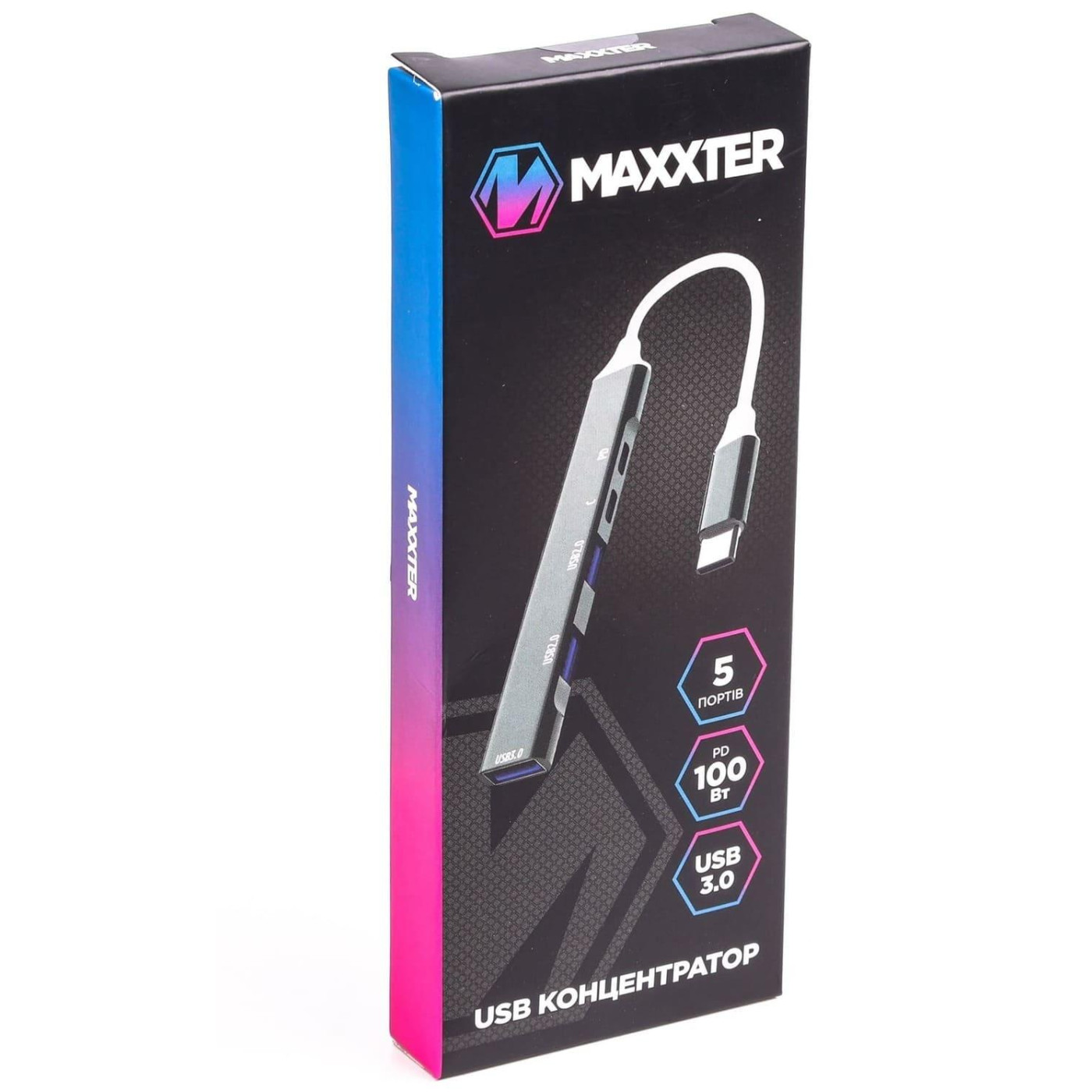 USB-Хаб Maxxter USB 3.0 HU3C-4P1PD-01 (HU3C-4P1PD-01)