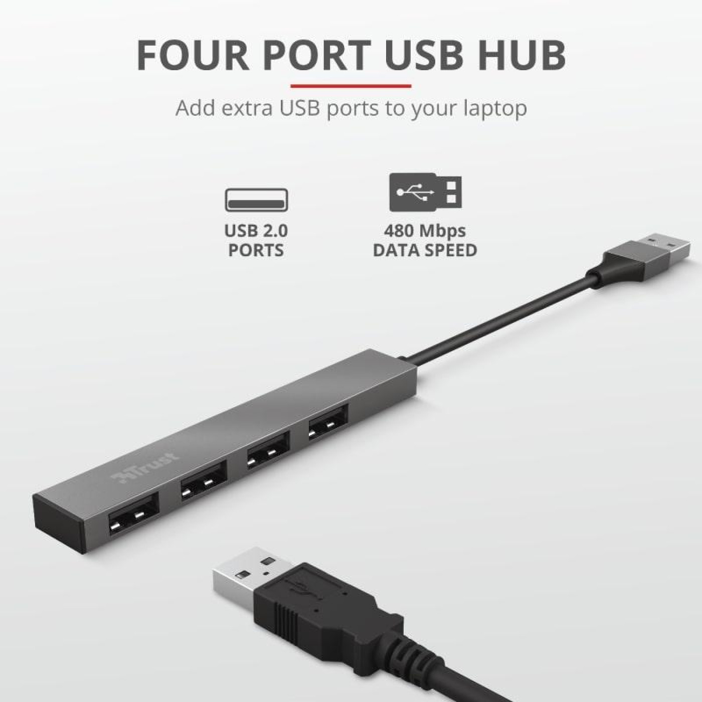 USB-Хаб Trust USB-хаб Halyx Aluminium 4-Port Mini USB Hub (23786_TRUST)