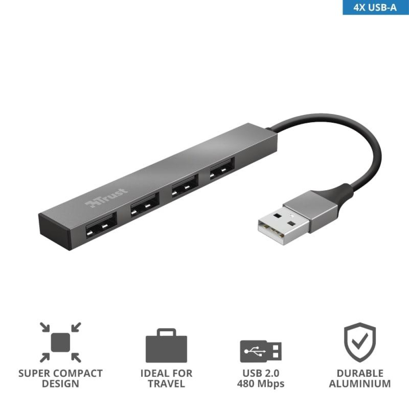 USB-Хаб Trust USB-хаб Halyx Aluminium 4-Port Mini USB Hub (23786_TRUST)