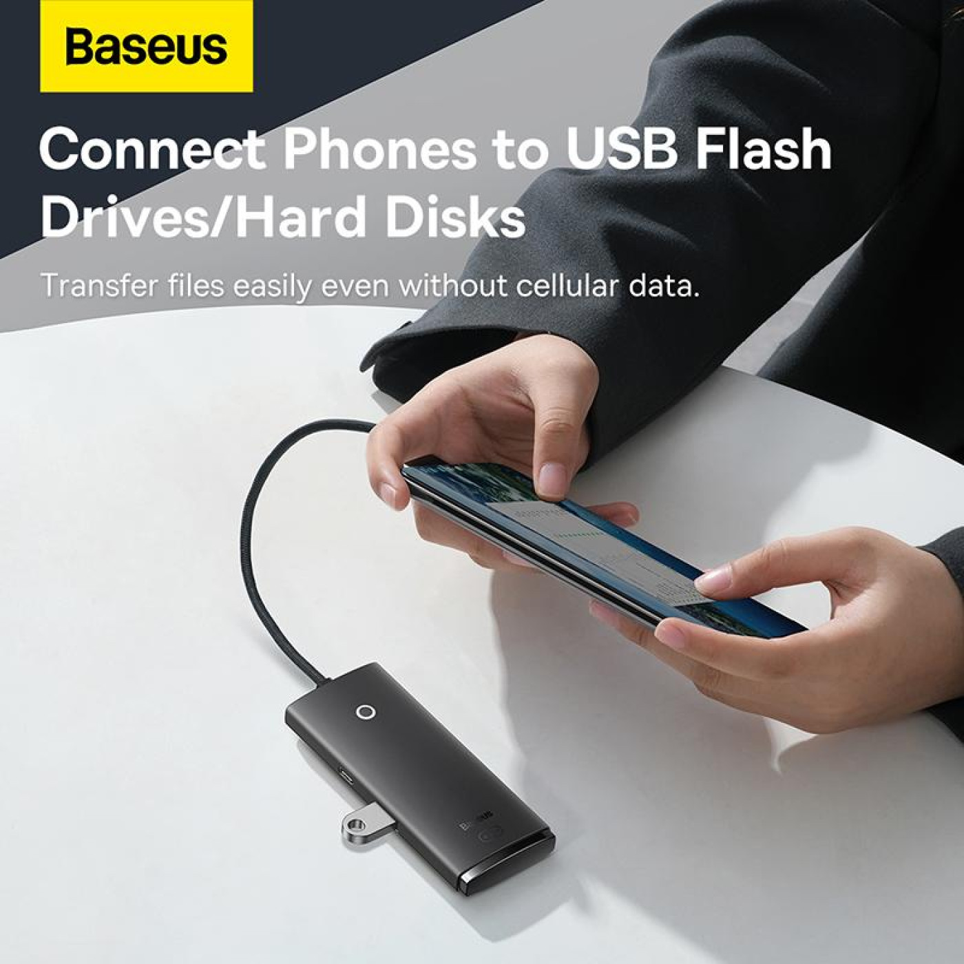 USB-Хаб Baseus Lite Series 4-Port Type-C HUB Adapter (Type-C to USB 3.0*4) 25cm Black (WKQX030301)