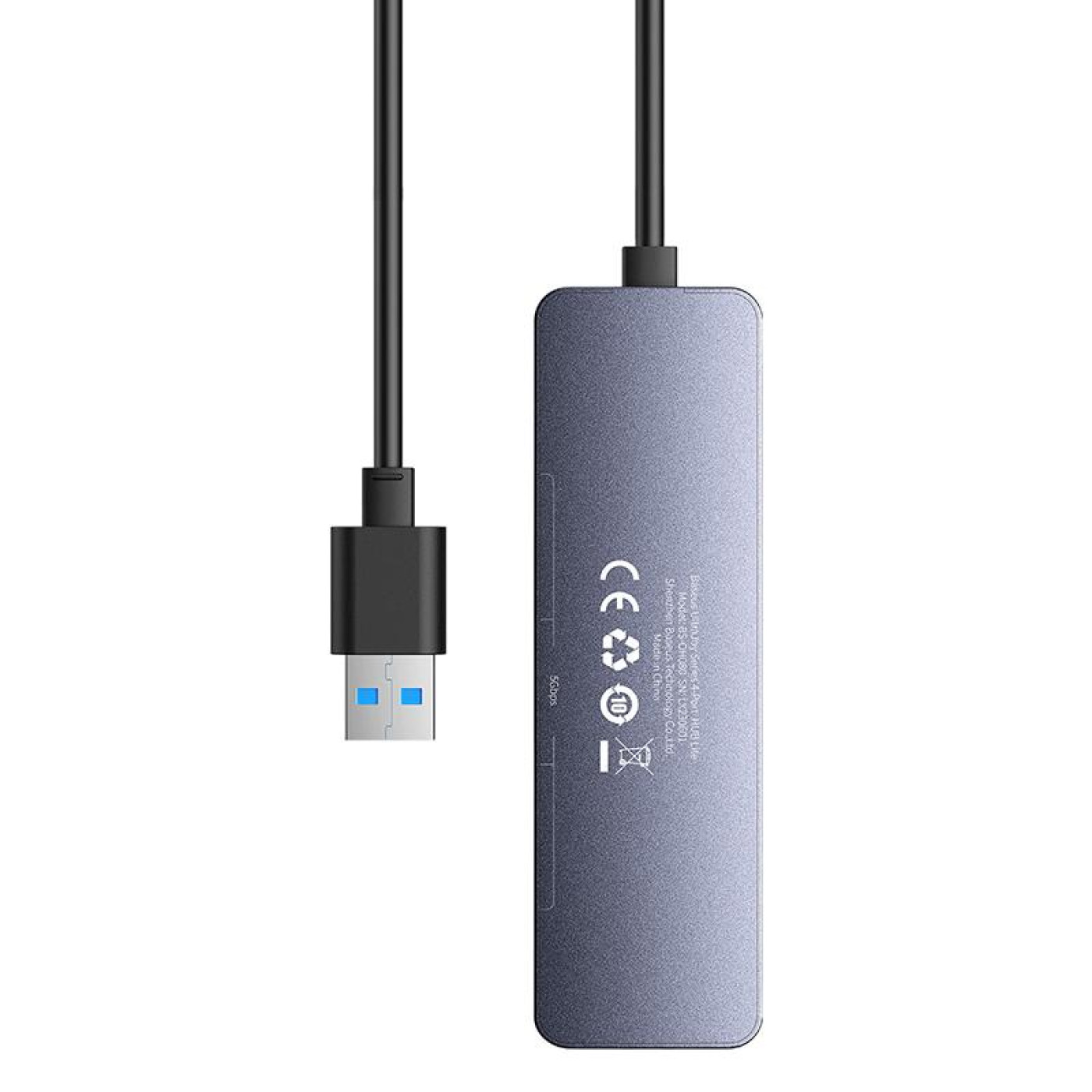 USB-Хаб Baseus UltraJoy Series 4-Port HUB Lite 50cm Space Grey （USBA to USB3.0*4+Type-C5V） (B0005280B811-01)