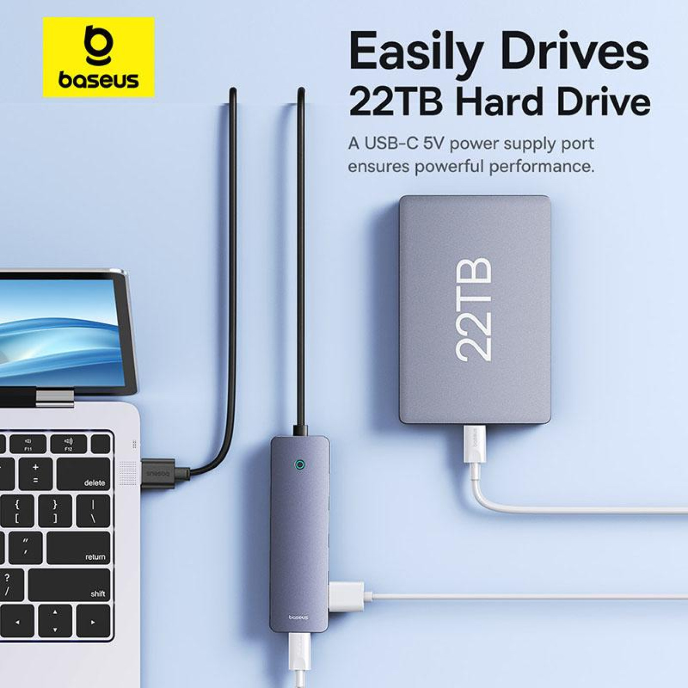 USB-Хаб Baseus UltraJoy Series 4-Port HUB Lite 50cm Space Grey （USBA to USB3.0*4+Type-C5V） (B0005280B811-01)