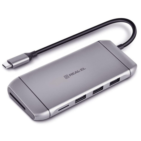 USB-Хаб Real-EL CQ-900 Space Grey UAH (EL123110003)