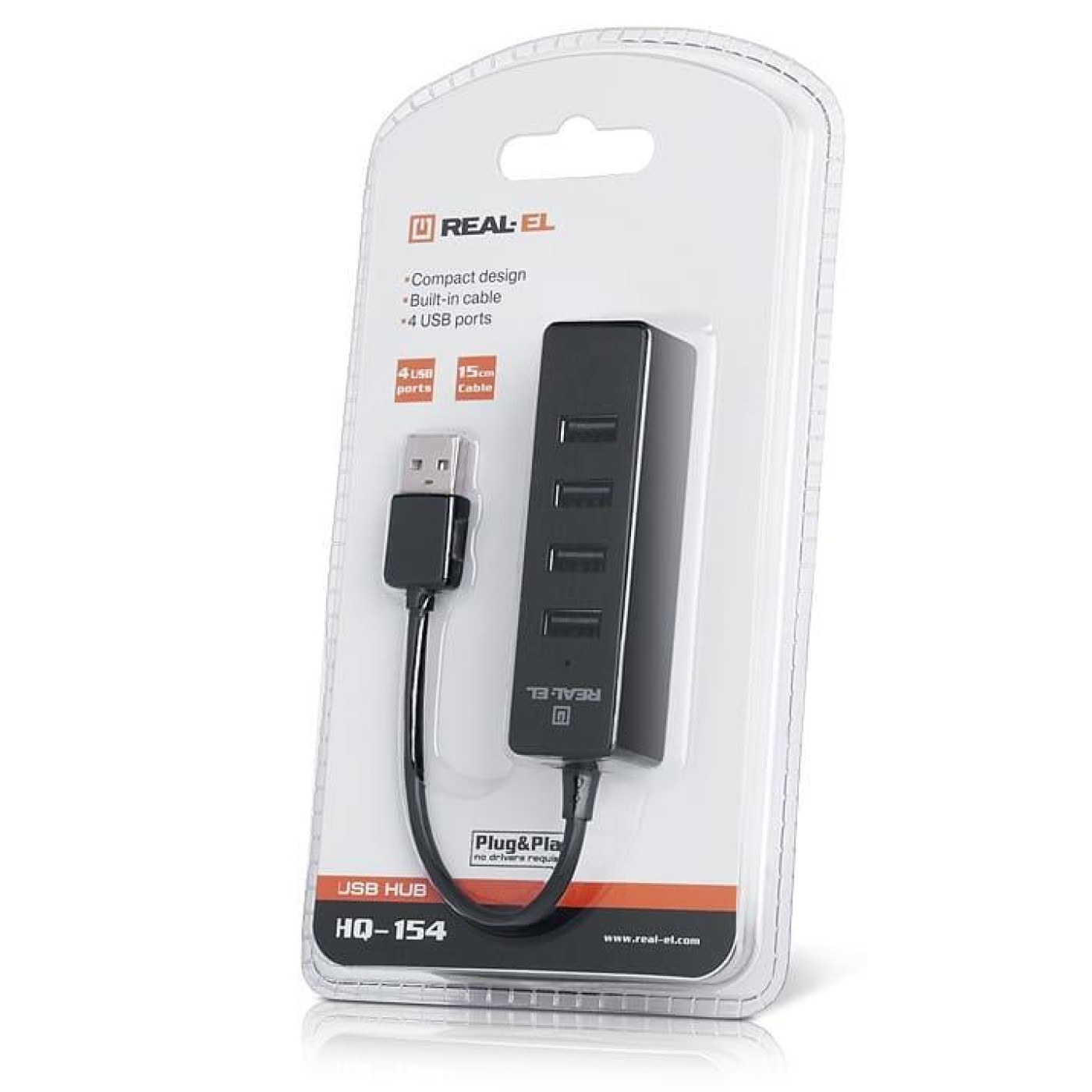 USB-Хаб Real-EL HQ-154 Black UAH (EL123110007)