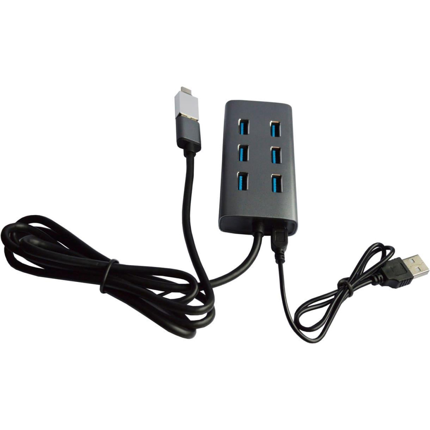 USB-Хаб Maiwo USB 3.0 Type-A / Type-C to 7х USB3.0-порта, кабель 100 см, метал, без БП, серебристий (KH700)