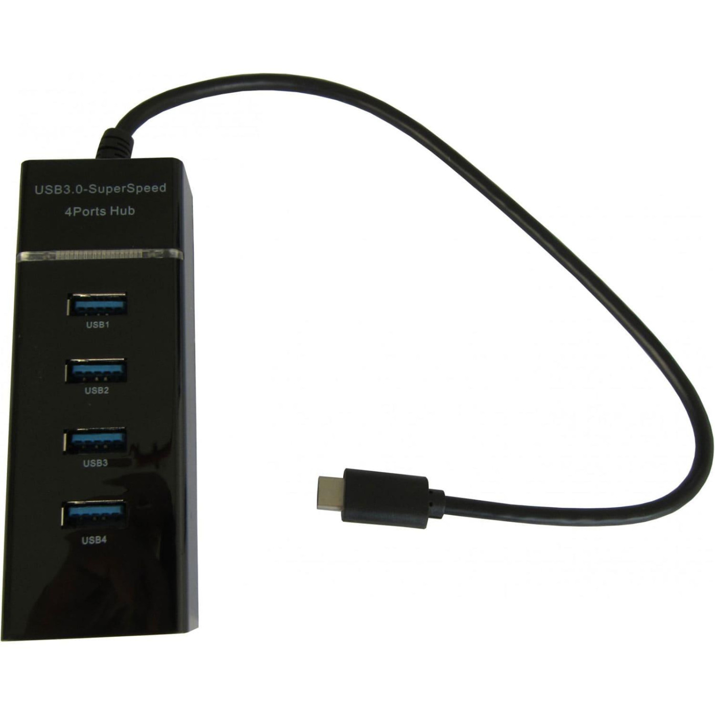 USB-Хаб Maiwo USB Type-C to 4х USB3.0-порта, кабель 29 см, пластик, без БП, черний (KH303)