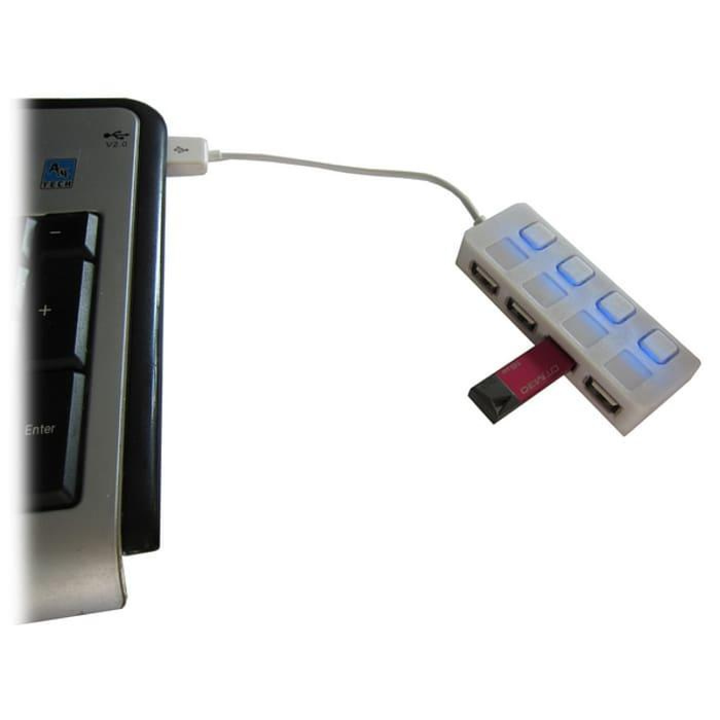 USB-Хаб Lapara USB 4 порта USB 2.0 с 4-мя выключателеми ON/OFF для каждого порта, белый (LA-SLED4 white)