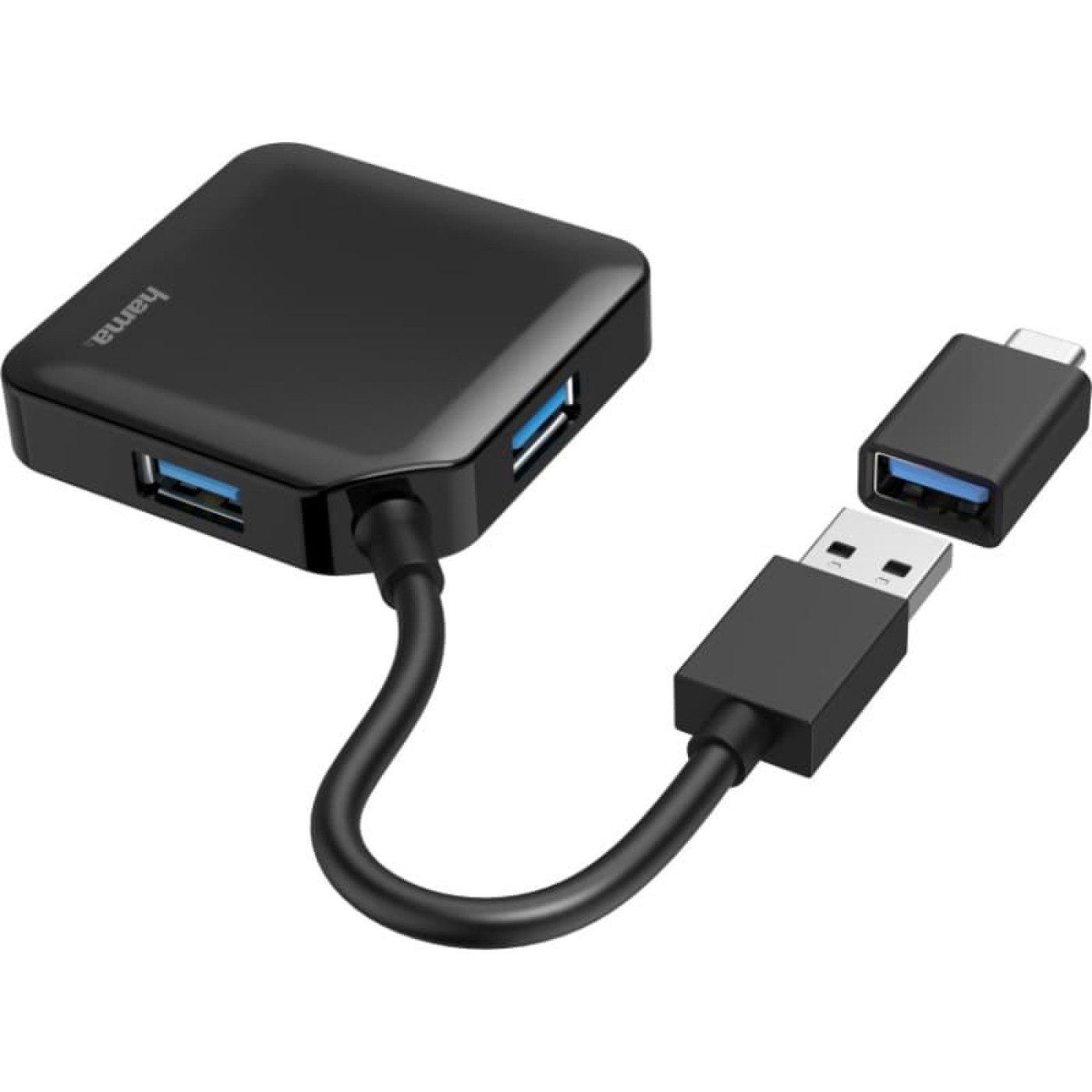 USB-Хаб Hama USB-хаб 4 Ports USB 3.2, USB-C Adapter Black (00200116)