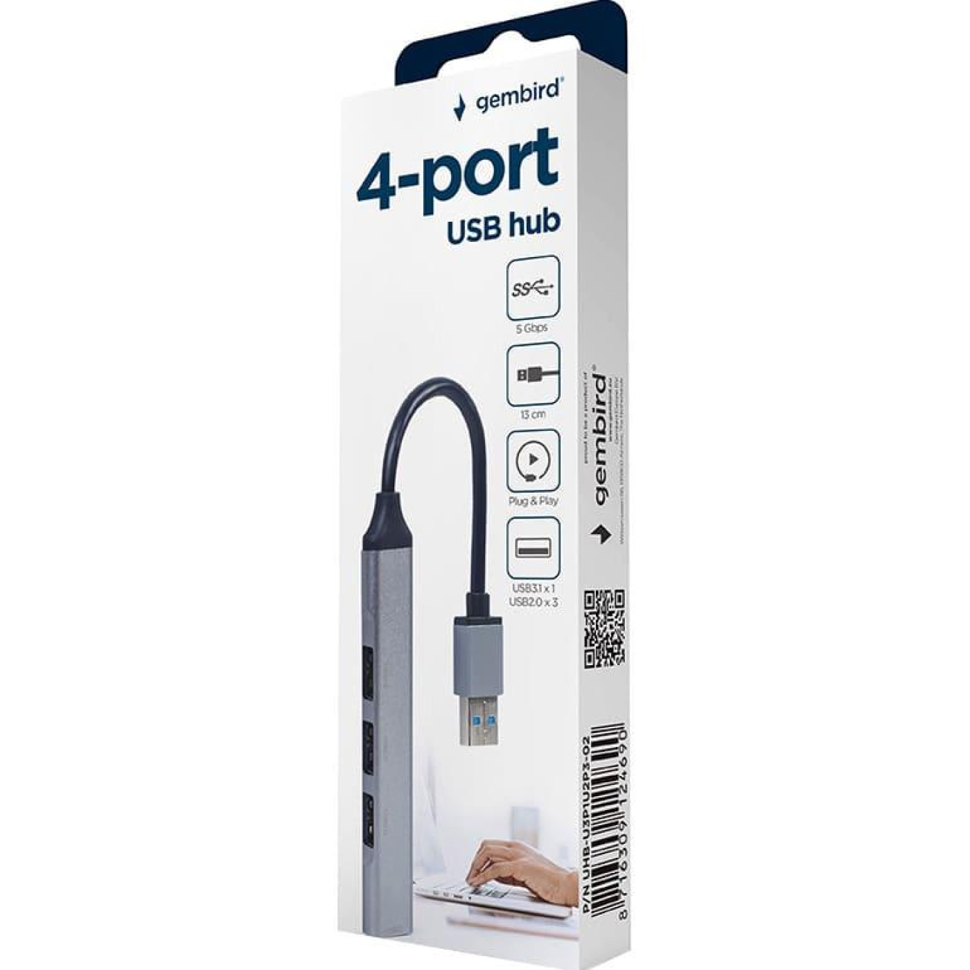 USB-Хаб Gembird USB-A на 4x-USB (UHB-U3P1U2P3-02)