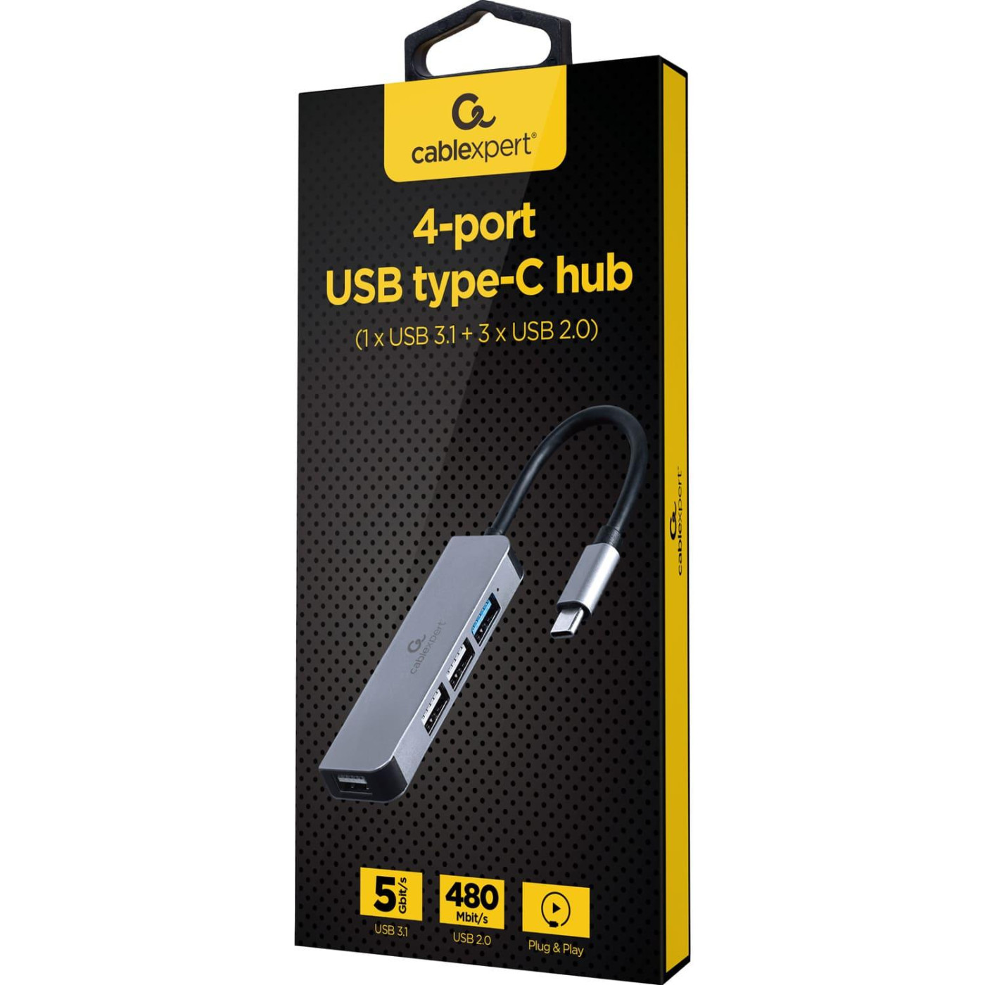 USB-Хаб Cablexpert UHB-CM-U3P1U2P3-01 , з USB-C на USB (UHB-CM-U3P1U2P3-01)