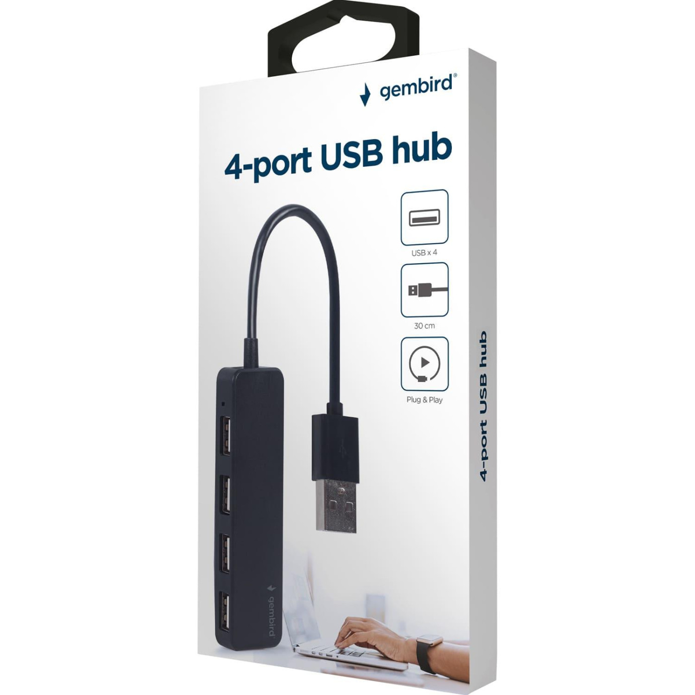 USB-Хаб Gembird 4 порти USB 2.0 UHB-U2P4-06, пластик, чорний (UHB-U2P4-06)