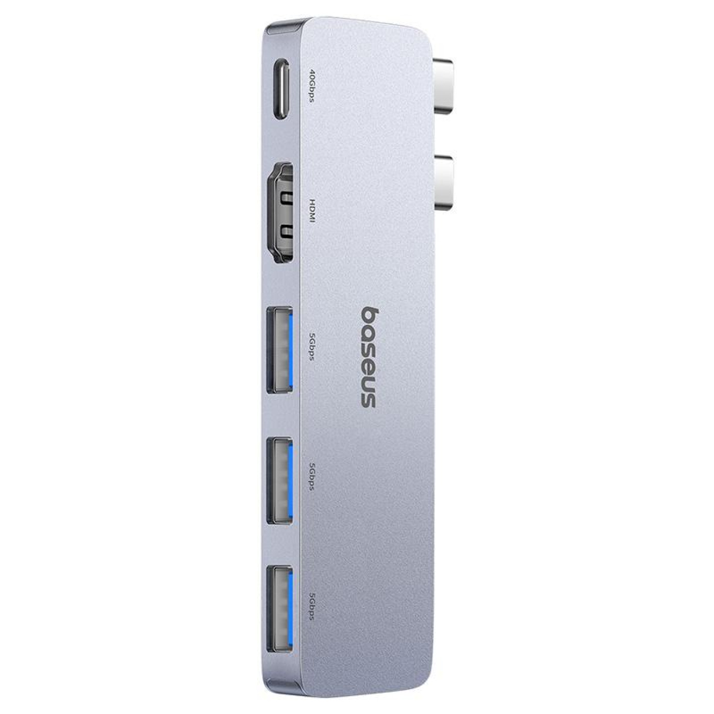 USB-Хаб Baseus UltraJoy Series 5-Port HUB Space Grey (USB-C*2 to USB-C 40Gbps*1+HDMI 4K@30Hz*1+USB3.0*3 (B00052801811-04)