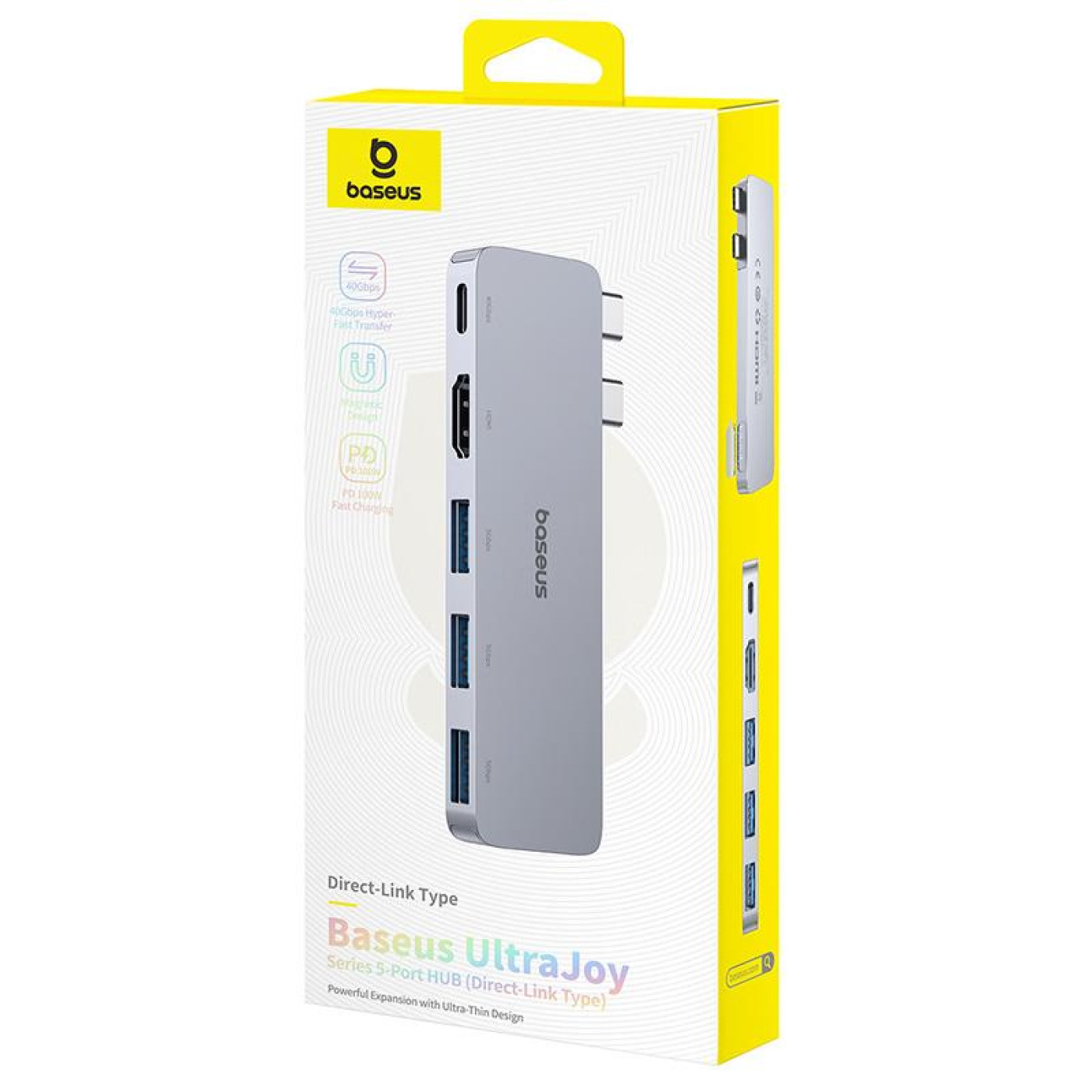 USB-Хаб Baseus UltraJoy Series 5-Port HUB Space Grey (USB-C*2 to USB-C 40Gbps*1+HDMI 4K@30Hz*1+USB3.0*3 (B00052801811-04)