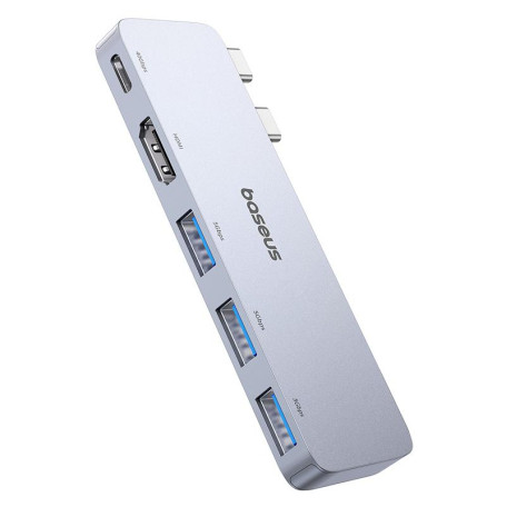 USB-Хаб Baseus UltraJoy Series 5-Port HUB Space Grey (USB-C*2 to USB-C 40Gbps*1+HDMI 4K@30Hz*1+USB3.0*3 (B00052801811-04)