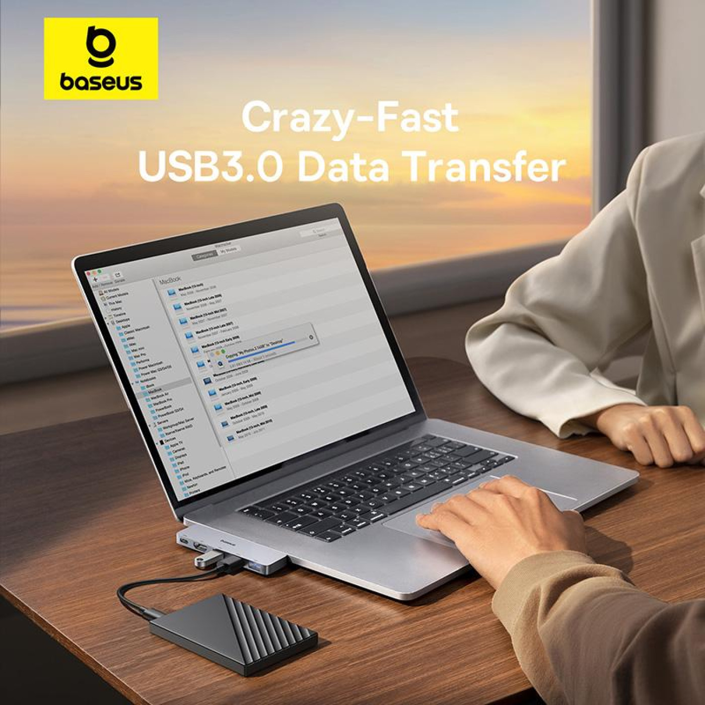 USB-Хаб Baseus UltraJoy Series 5-Port HUB Space Grey (USB-C*2 to USB-C 40Gbps*1+HDMI 4K@30Hz*1+USB3.0*3 (B00052801811-04)