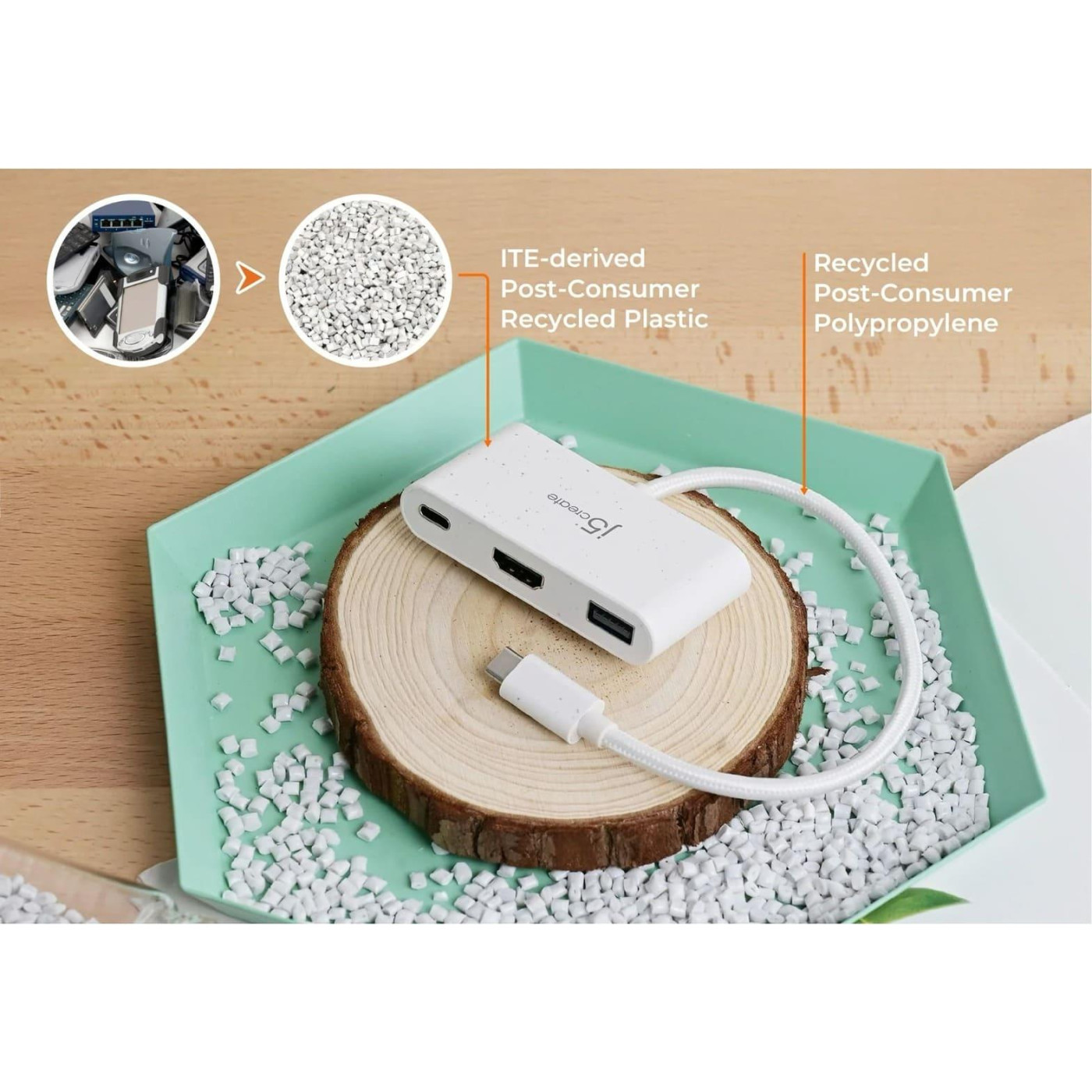 Багатопортовий мультиадаптер J5create JCA379EC-N, USB Type-C 3-в-1 блакитний
