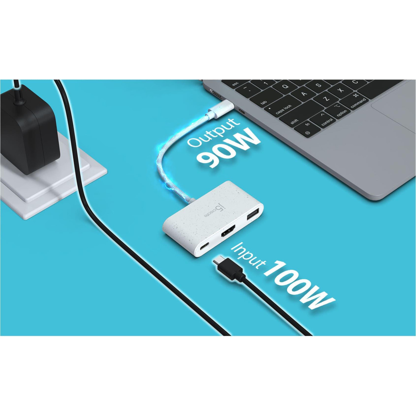 Багатопортовий мультиадаптер J5create JCA379ER-N, USB Type-C 3-в-1 рожевий