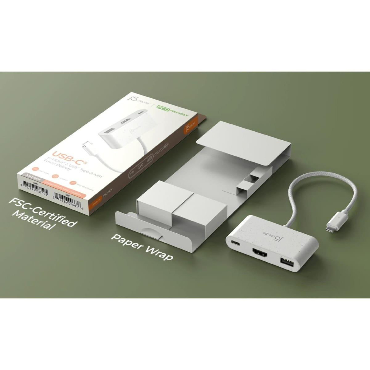 Багатопортовий мультиадаптер J5create JCA379EW-N, USB Type-C 3-в-1 білий