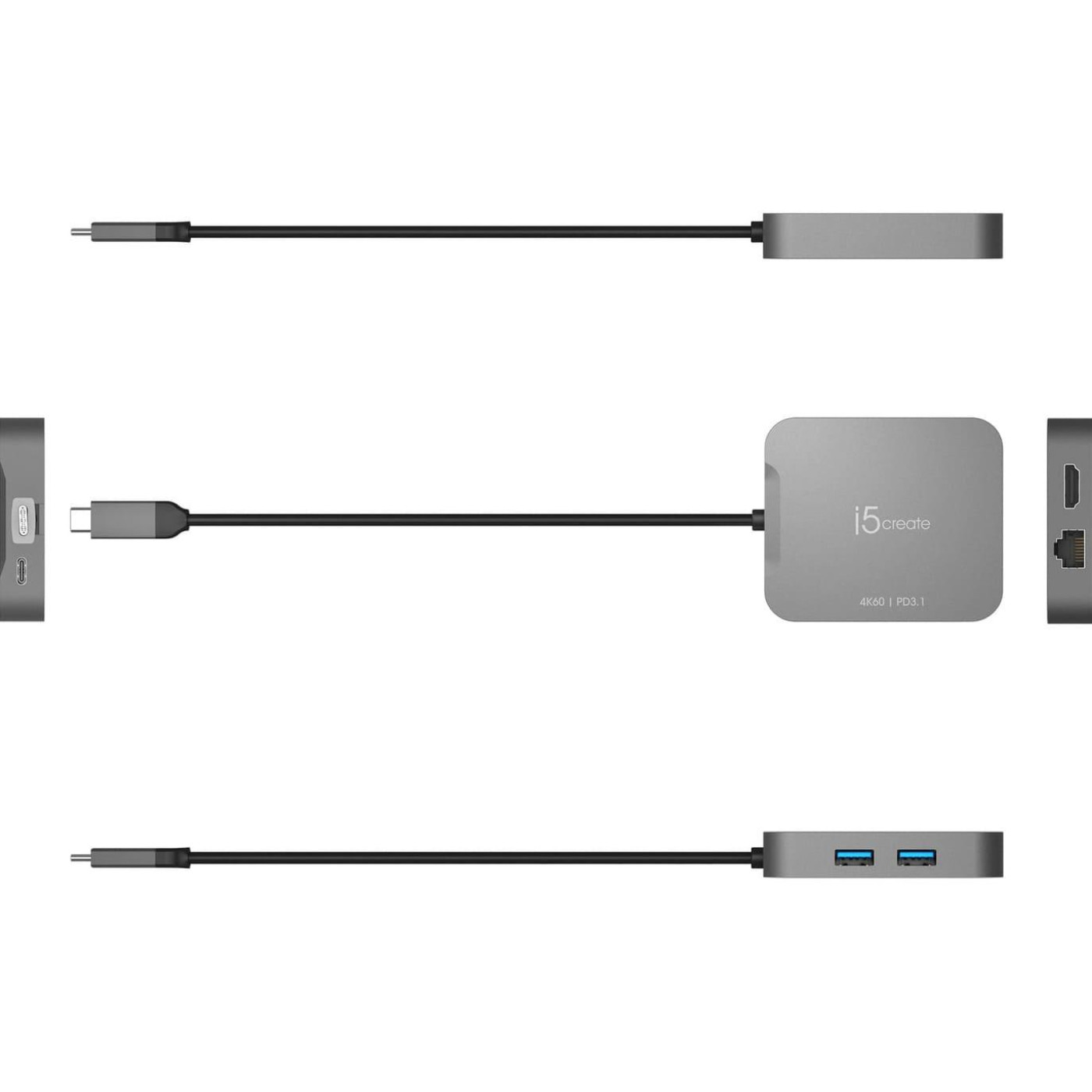 Багатопортовий мультиадаптер J5create JCD3191-N, USB Type-C 5-в-1 білий