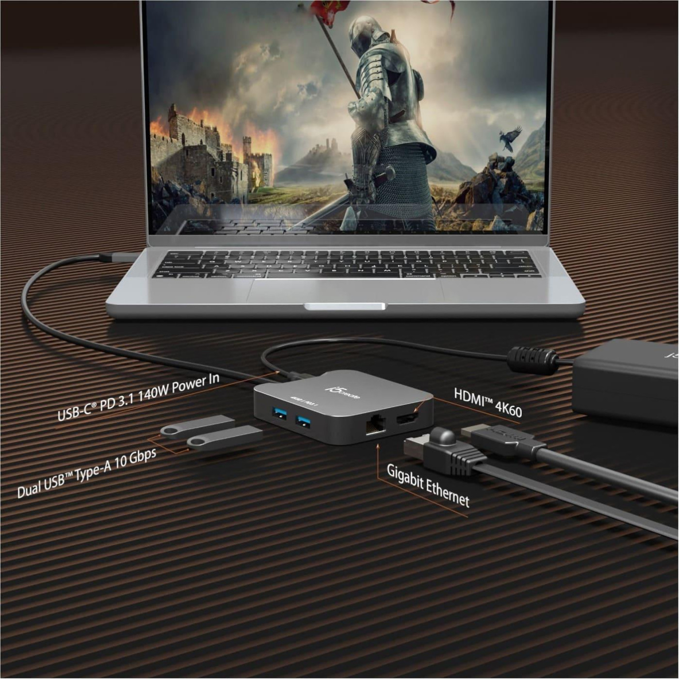 Багатопортовий мультиадаптер J5create JCD3191-N, USB Type-C 5-в-1 білий