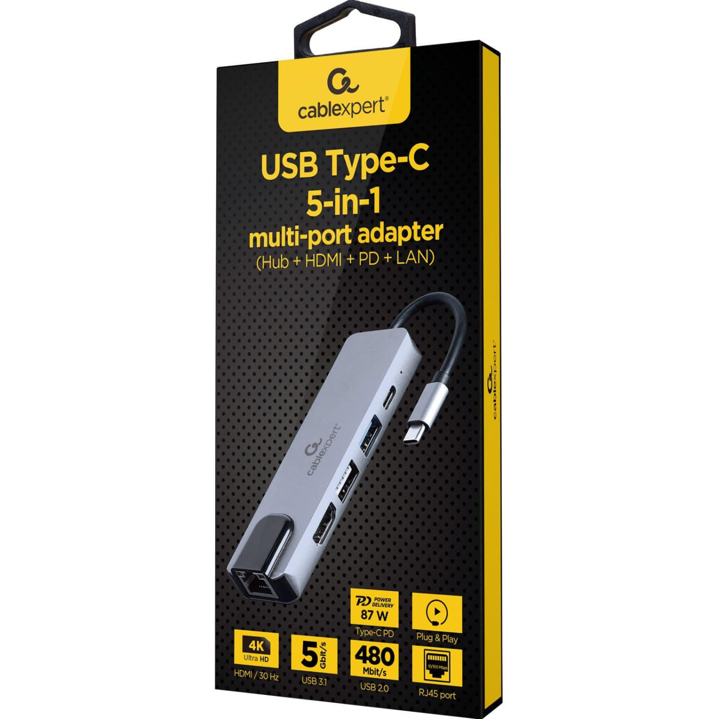 USB-Хаб Cablexpert A-CM-COMBO5-04, USB Type-C 5-в-1 (A-CM-COMBO5-04)