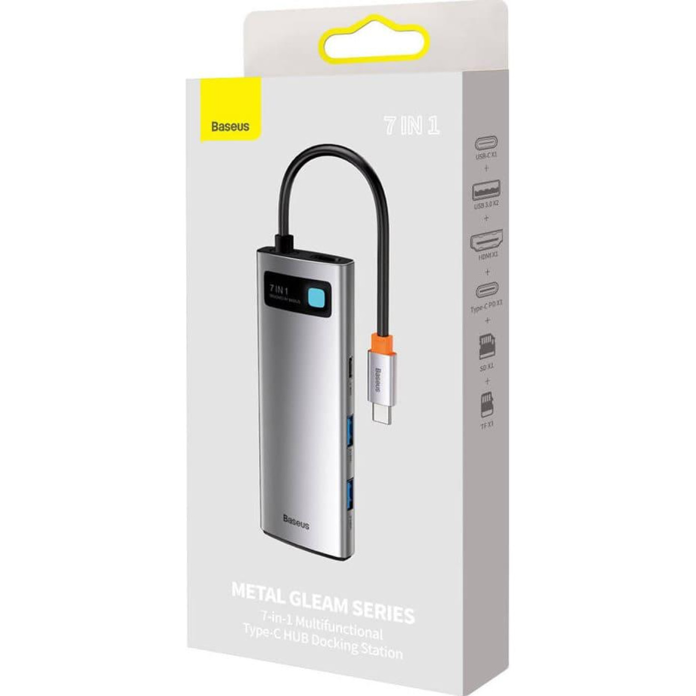 USB-Хаб Baseus USB-Hub Metal Gleam Series 7-in-1 Multifunctional Type-C HUB Docking Station Gray（Type-C to H (WKWG020113)