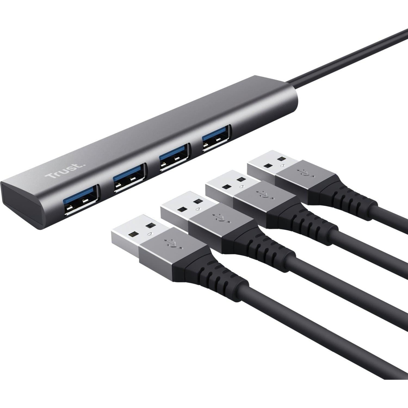 USB-Хаб Trust USB-хаб Halyx 4-Port USB-A 3.2 Grey (24947_TRUST)