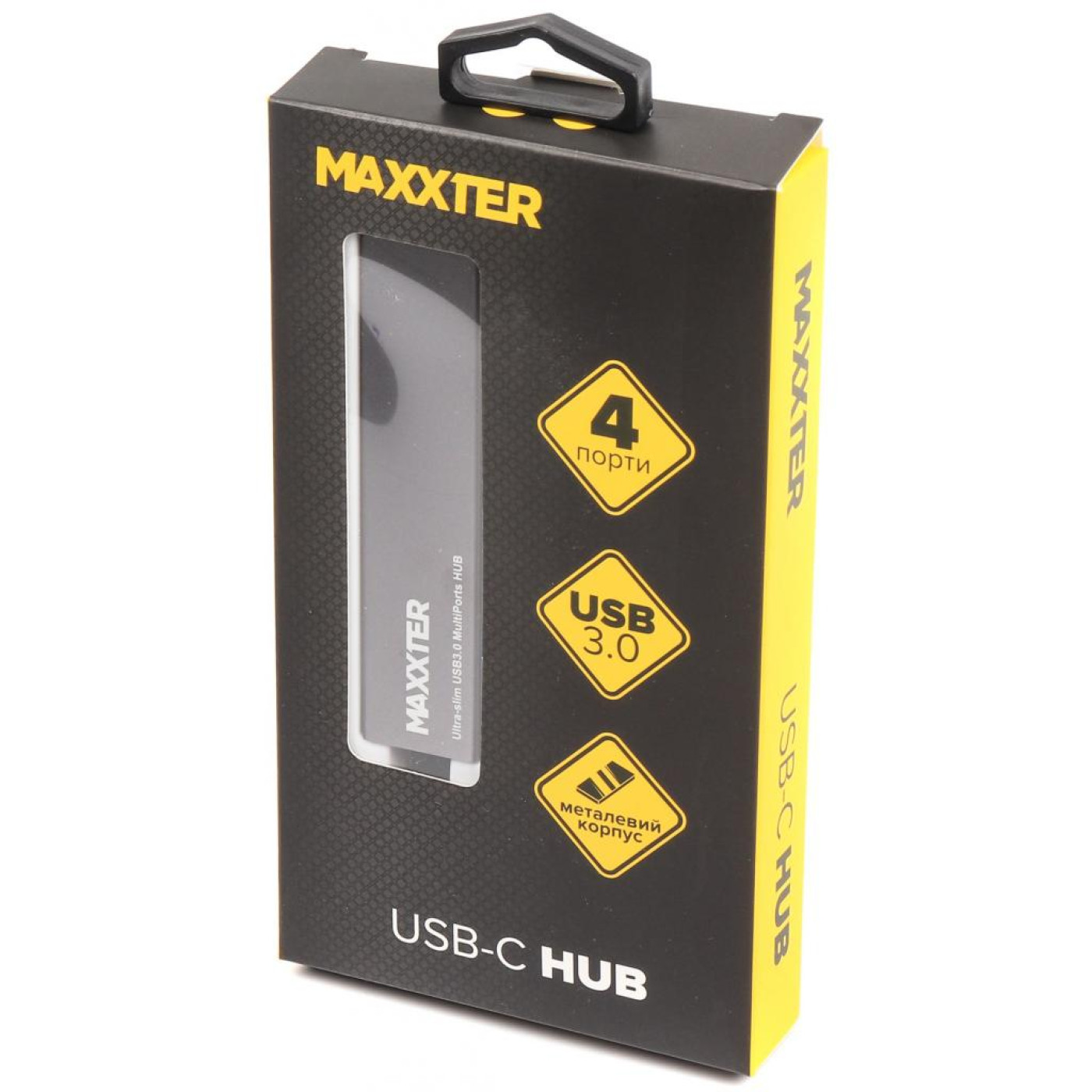 USB-Хаб Maxxter USB 3.0 Type-C HU3С-4P-02 на 4 порти, метал, темно-сирий (HU3С-4P-02)