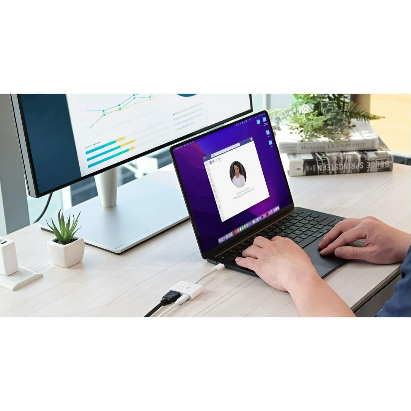 Багатопортовий мультиадаптер J5create JCA152-N, USB-C 2-в-1 білий
