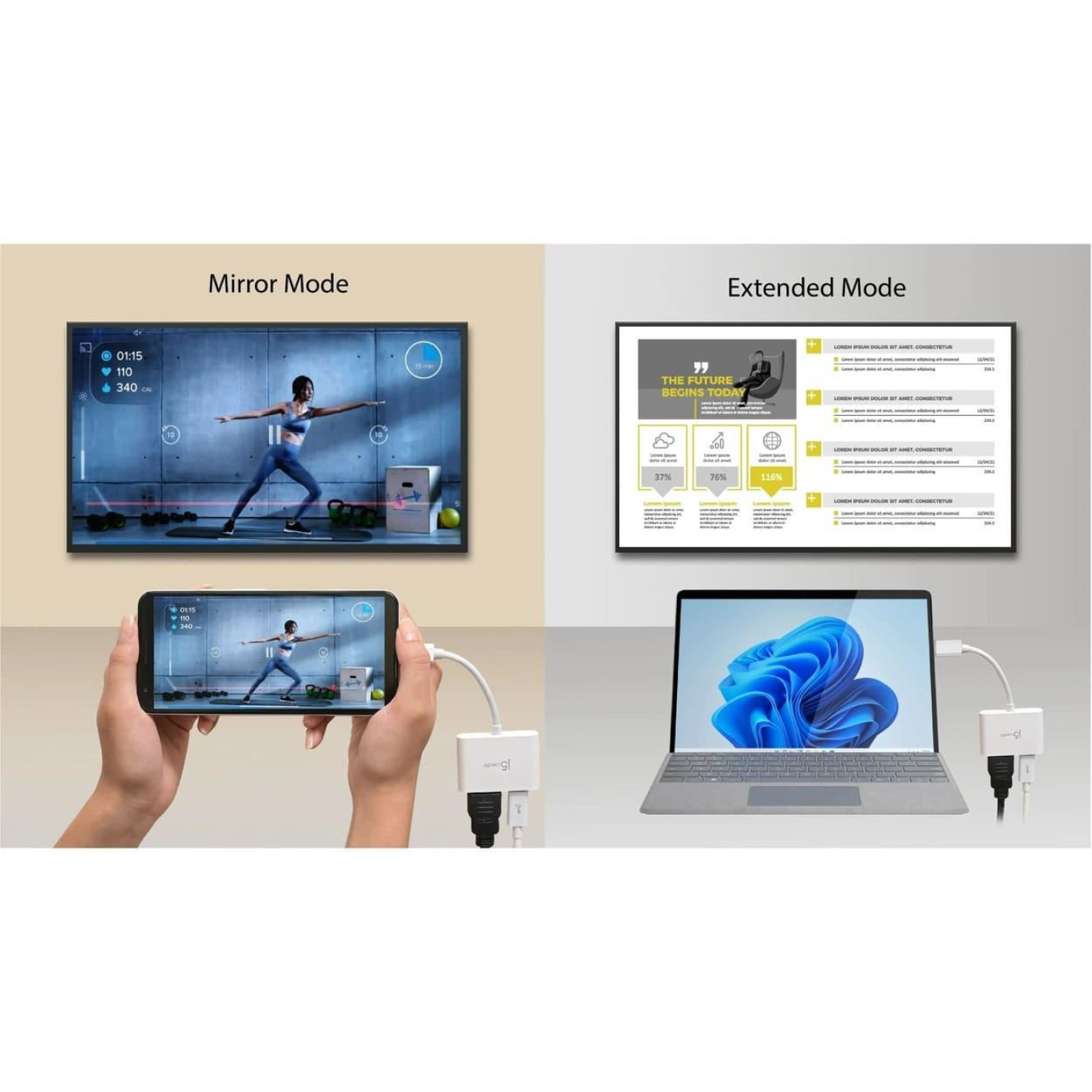 Багатопортовий мультиадаптер J5create JCA152-N, USB-C 2-в-1 білий