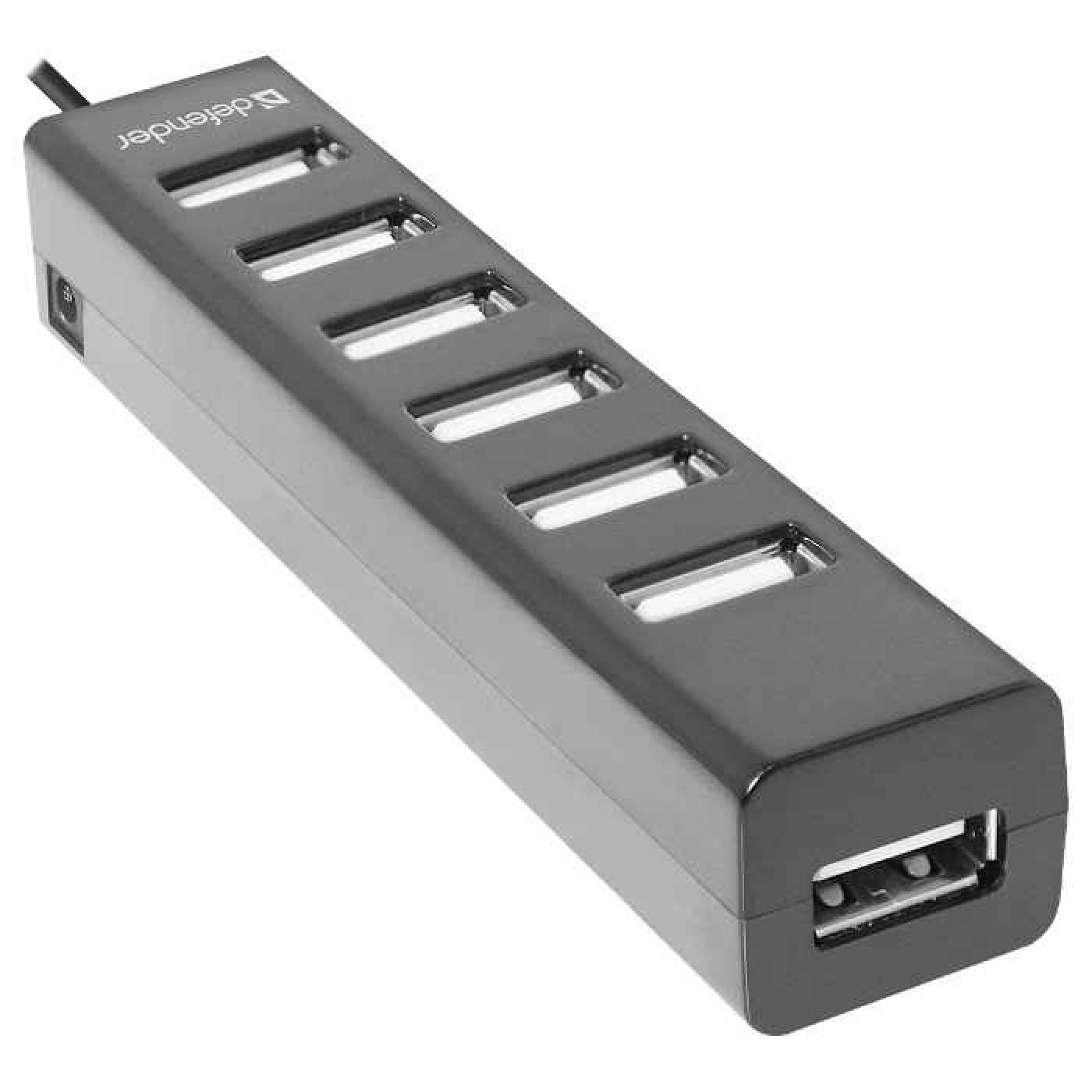 USB-Хаб Defender USB Hub Quadro Swift 7-port USB2.0 пасивний, чорний (83203)