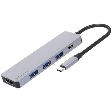 USB-Хаб Proove Type-C-Хаб Iron Link 5 in 1 (3*USB3.0 + Tyce C + HDMI) silver (HBIL00010604)