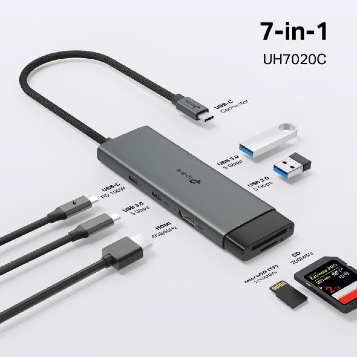USB-Хаб TP-Link USB Type-C 7 в 1 (UH7020C)