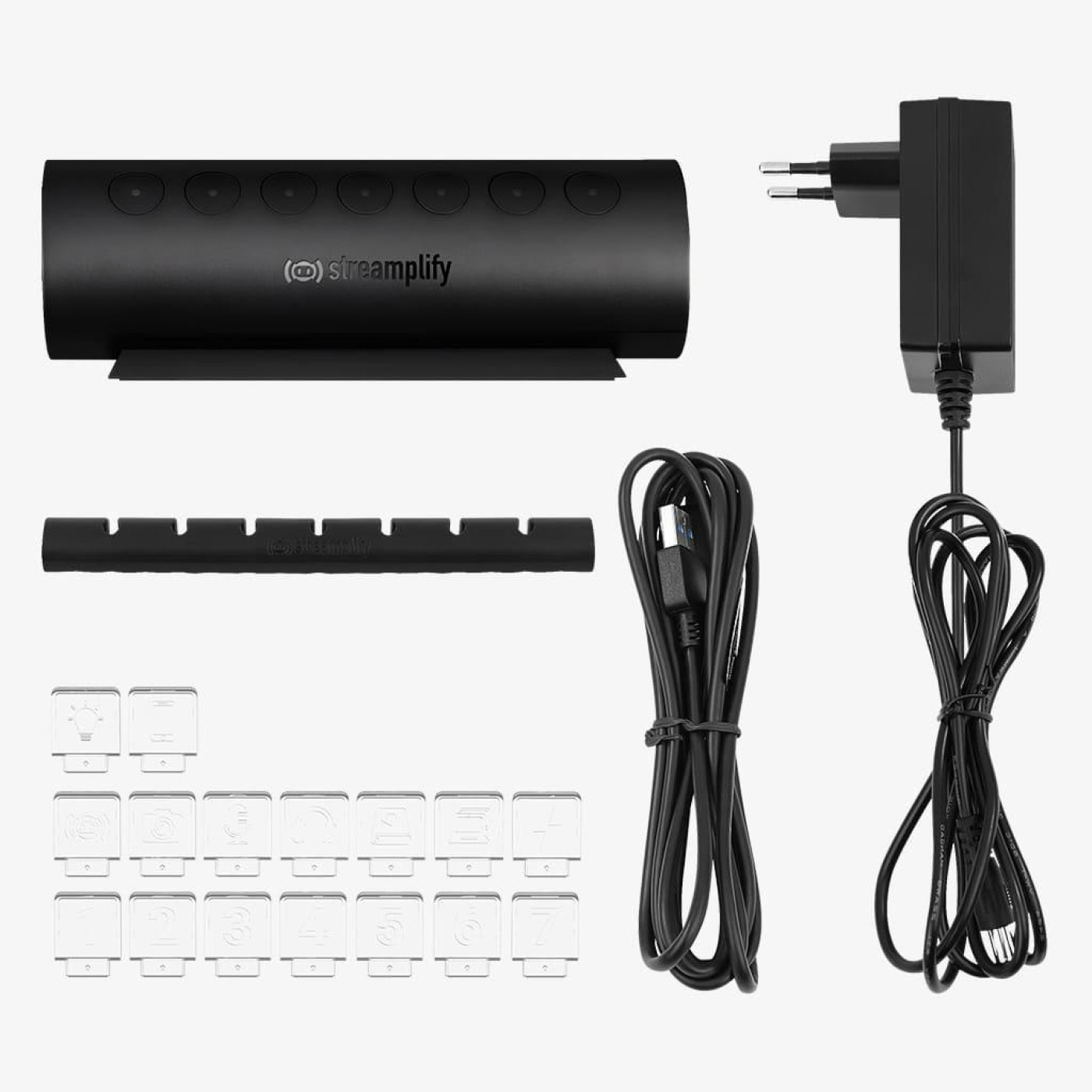 USB-Хаб Streamplify HUB CTRL 7-RGB-EU-F, чорний