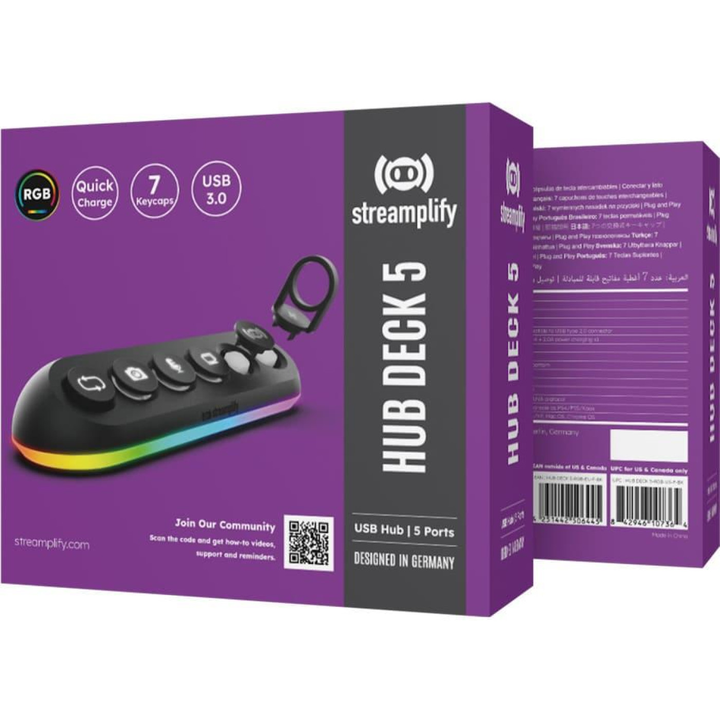 USB-Хаб Streamplify HUB DECK 5-RGB-EU-F, чорний