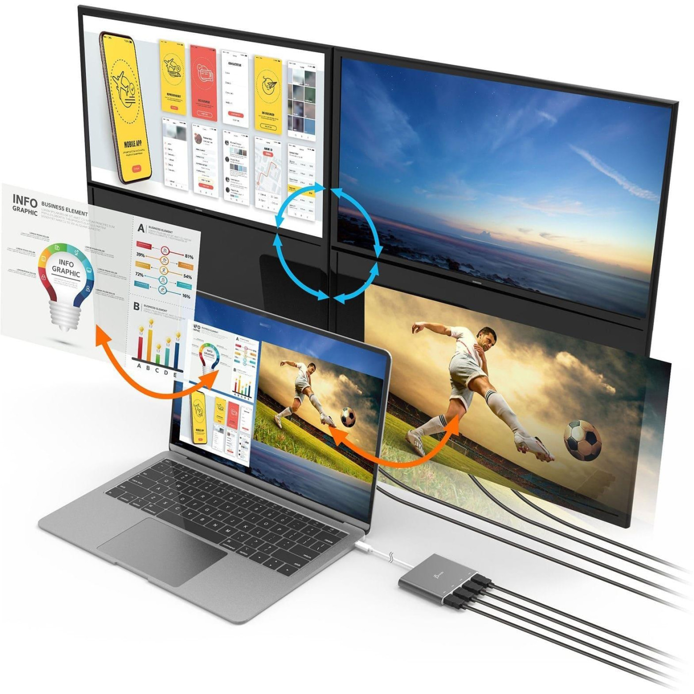 USB-Хаб j5create JCA366-N USB-C на 4xHDMI (JCA366-N)