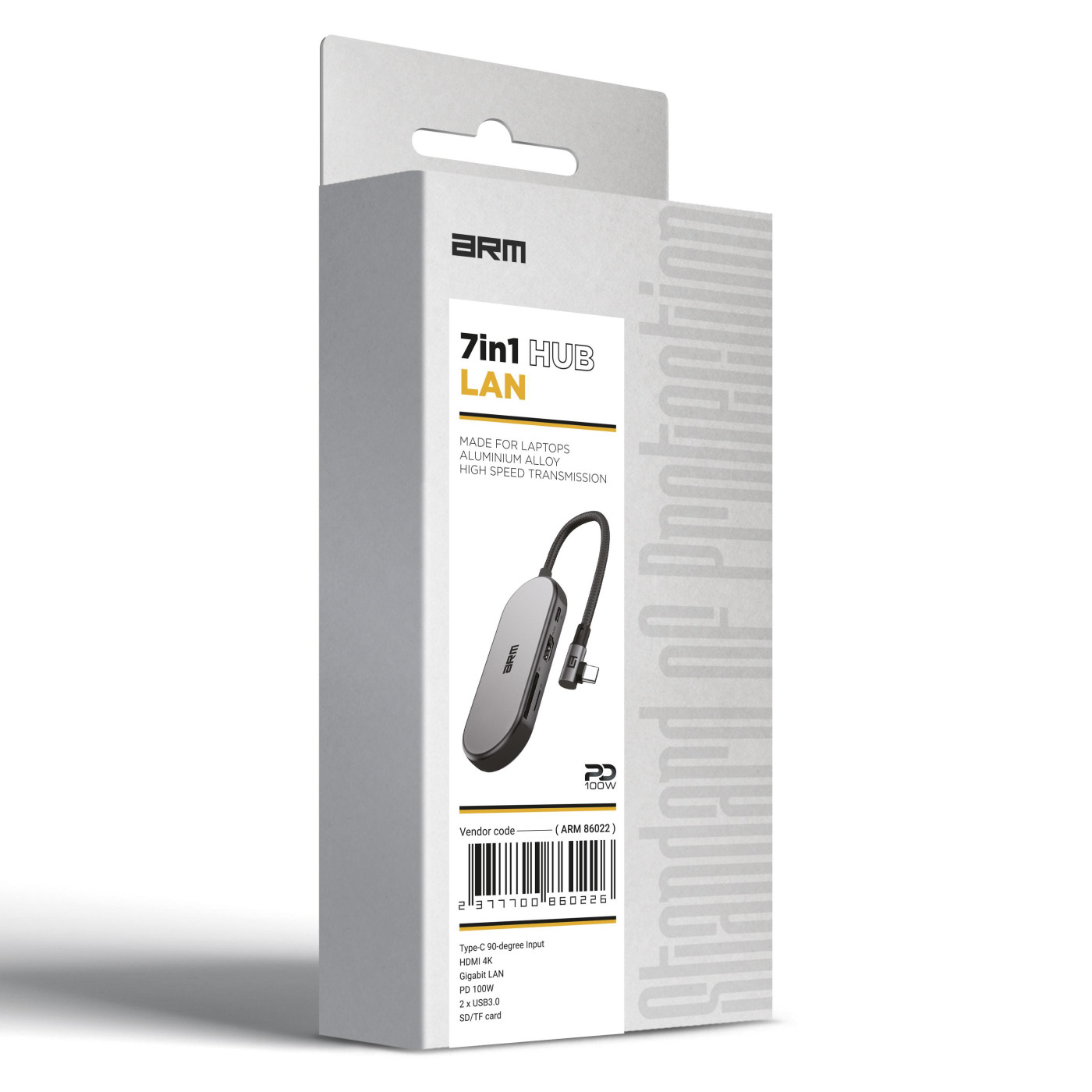 Хаб USB-C ArmorStandart Angle Type-C to HD4K+LAN+PD+2USB+TF/SDcard Grey (ARM86022)