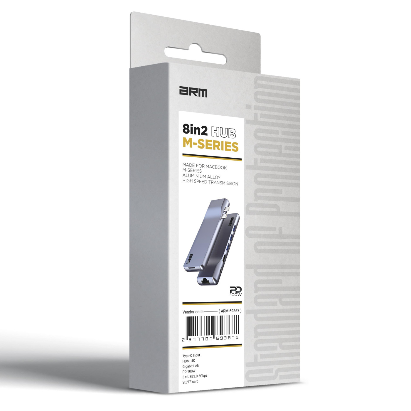 Хаб USB-C ArmorStandart For MacBook M-Series HD4K+LAN+PD+3USB+TF/SDcard Grey (ARM69367)