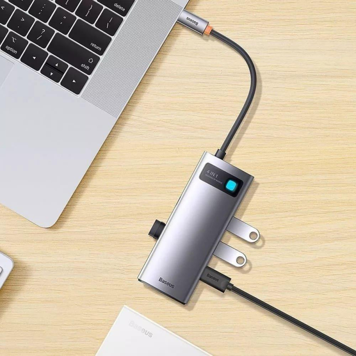USB-Хаб Baseus Metal Gleam Series 4-in-1 (4xUSB3.0) gray (WKWG070013)