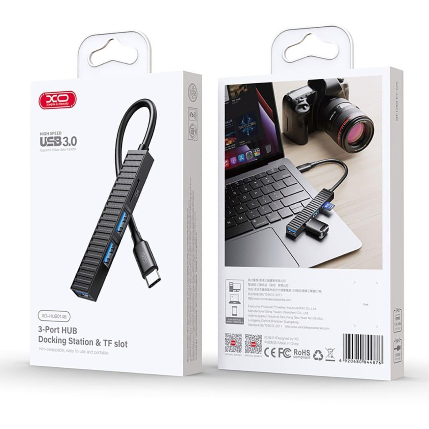 USB-Хаб XO USB Хаб на 4 порти (HUB014B.black)