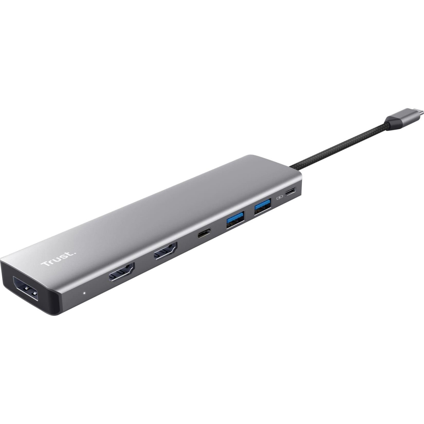 USB-Хаб Trust Dalyx 7in1 USB-C> 2xUSB-А 3.2/2xUSB-С/2xHDMI/Display Port, Алюминий, 0.16м, Сирий (25661_TRUST)