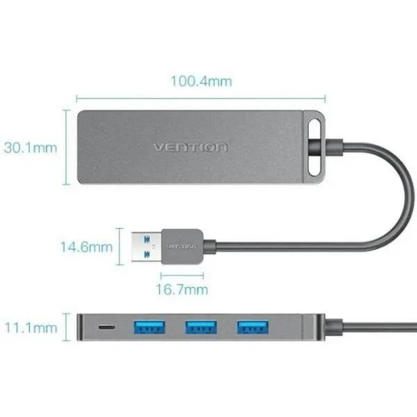 Хаб USB 3.0 -> 4xUSB-A 3.0, 5Gbps,  Black Vention