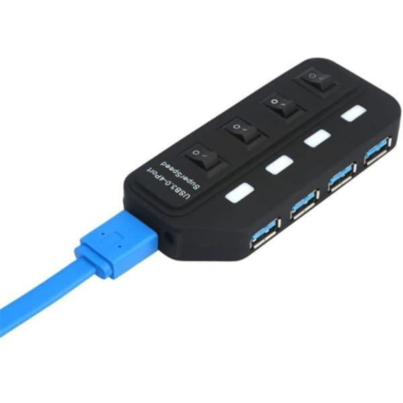 USB-Хаб Lapara USB 4 порта USB 3.0 с 4-мя выключателеми ON/OFF для каждого порта, с БП 2А/5В, черный (LA-USB305)