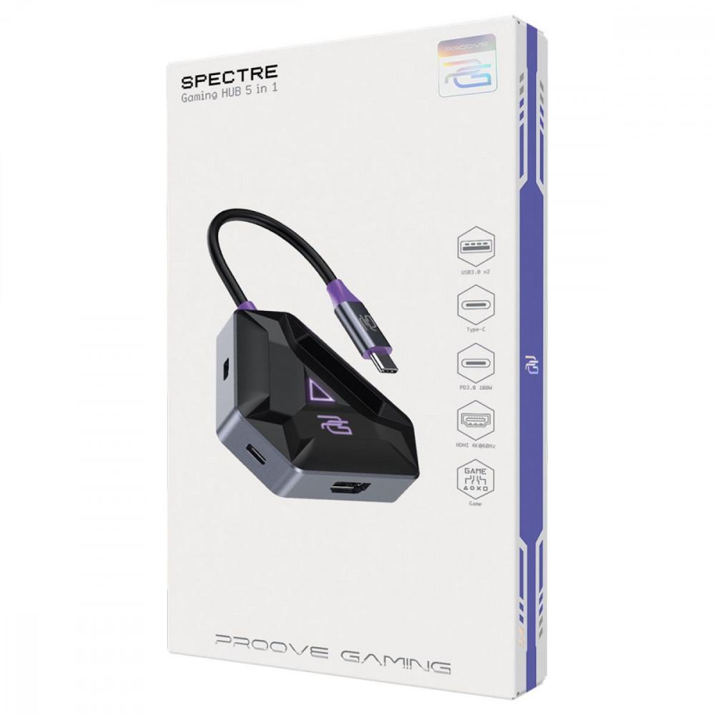 USB-Хаб Type-C-Хаб Proove Gaming Spectre (2*USB3.0 + Type-C + PD100W + HDMI) dark gray (HBPG10221205)