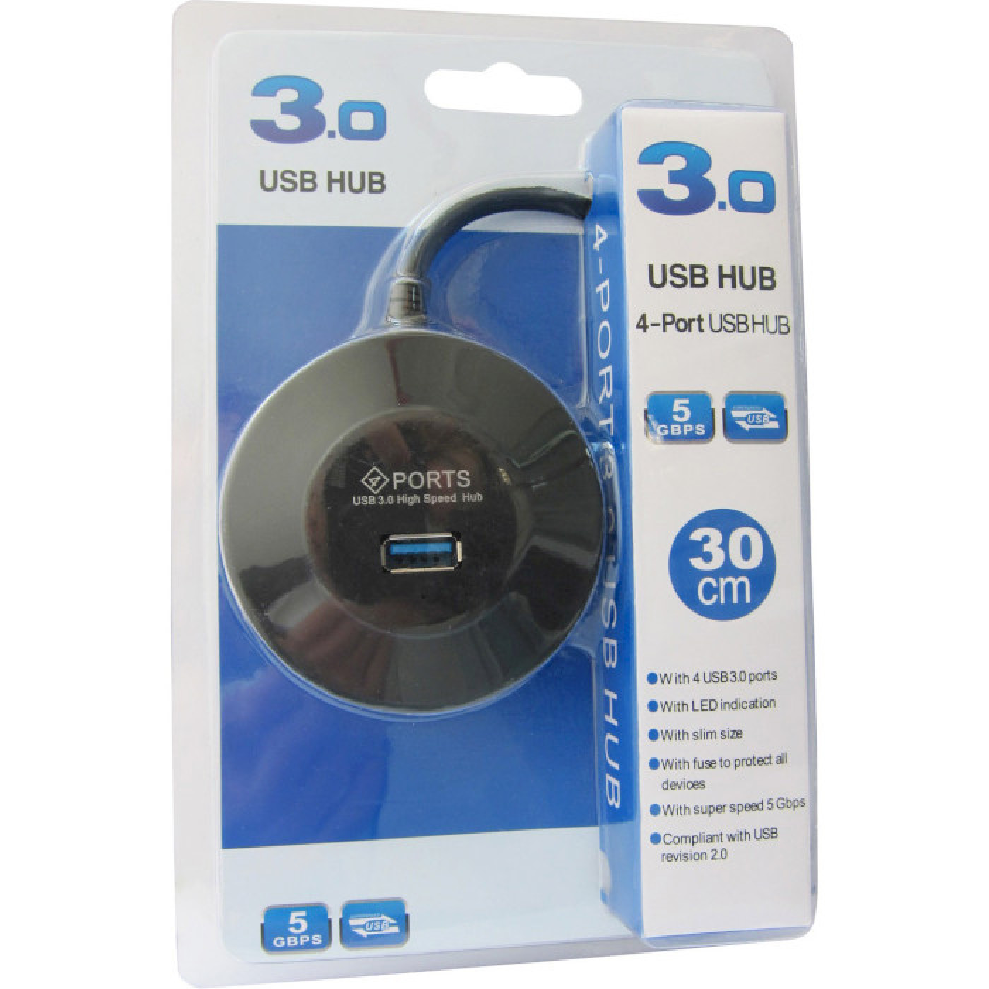 USB-Хаб Maiwo USB Type-A to 4х USB3.0-порта, кабель 30 см (KH304-A)