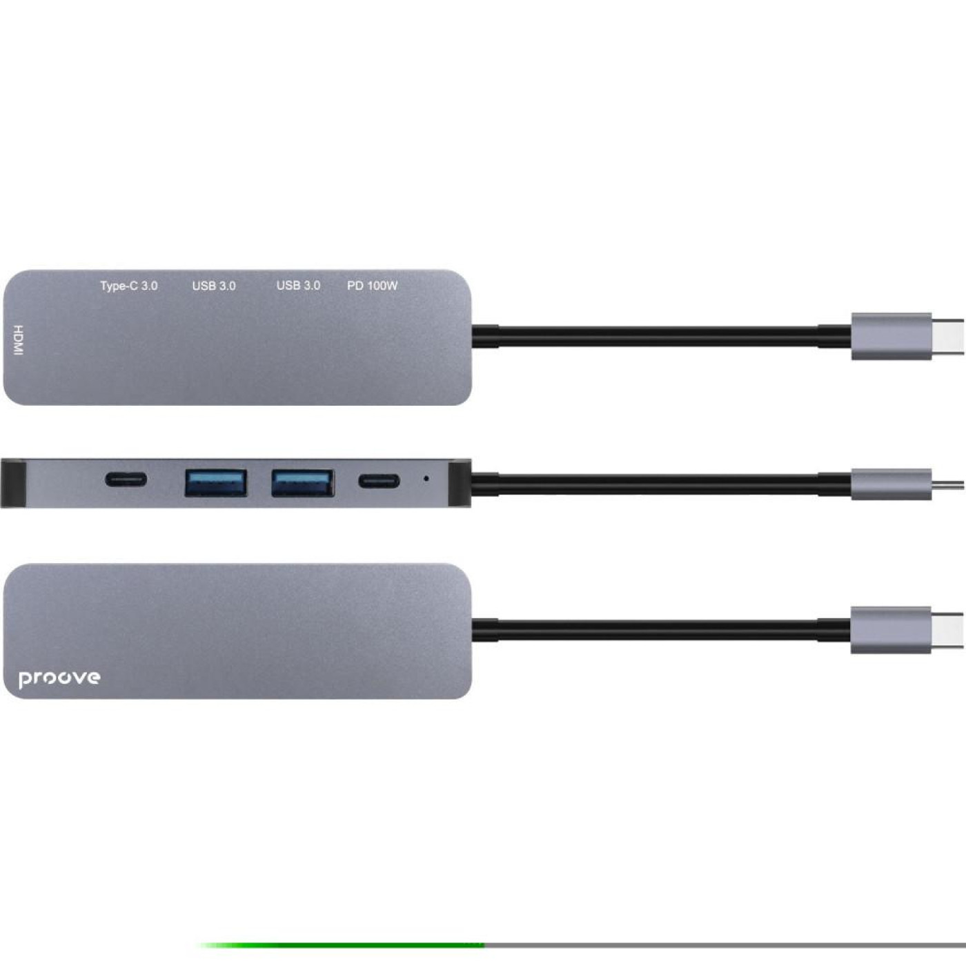 USB-Хаб Proove Type-C-Хаб Arc Link 5 in 1 (2*Type-C + 2*USB3.0 + HDMI) silver (HBAL00010604)