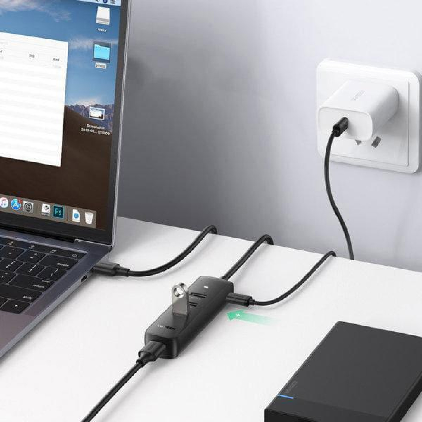 USB-Хаб Ugreen USB-хаб CM416 USB 3.0 4-Port Hub 1m Black (80657)