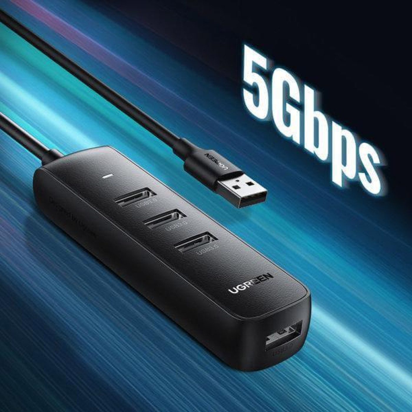 USB-Хаб Ugreen USB-хаб CM416 USB 3.0 4-Port Hub 1m Black (80657)